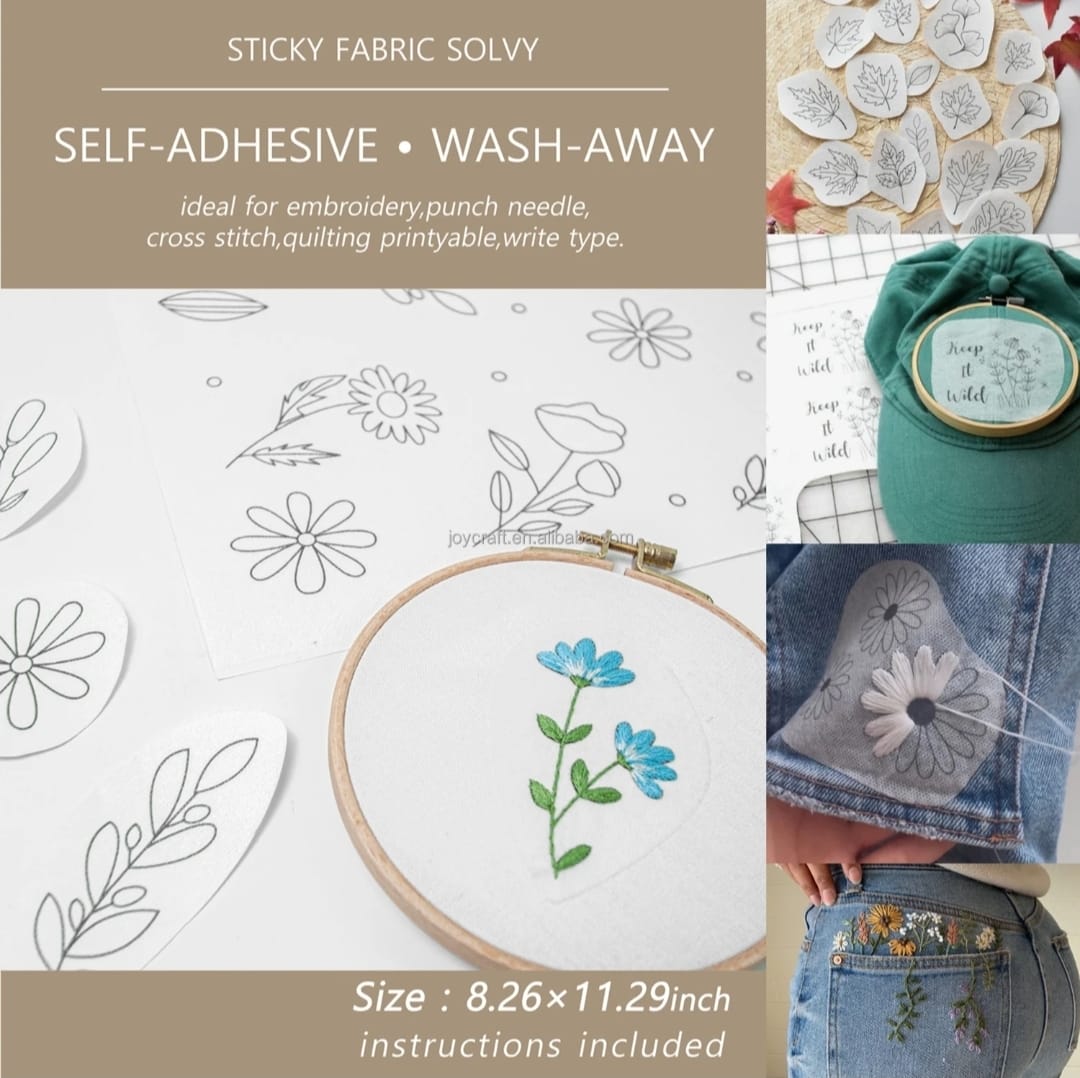 10 unidades Papel / Entretela hidrosoluble para imprimir tus diseños
